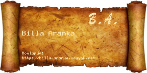 Billa Aranka névjegykártya